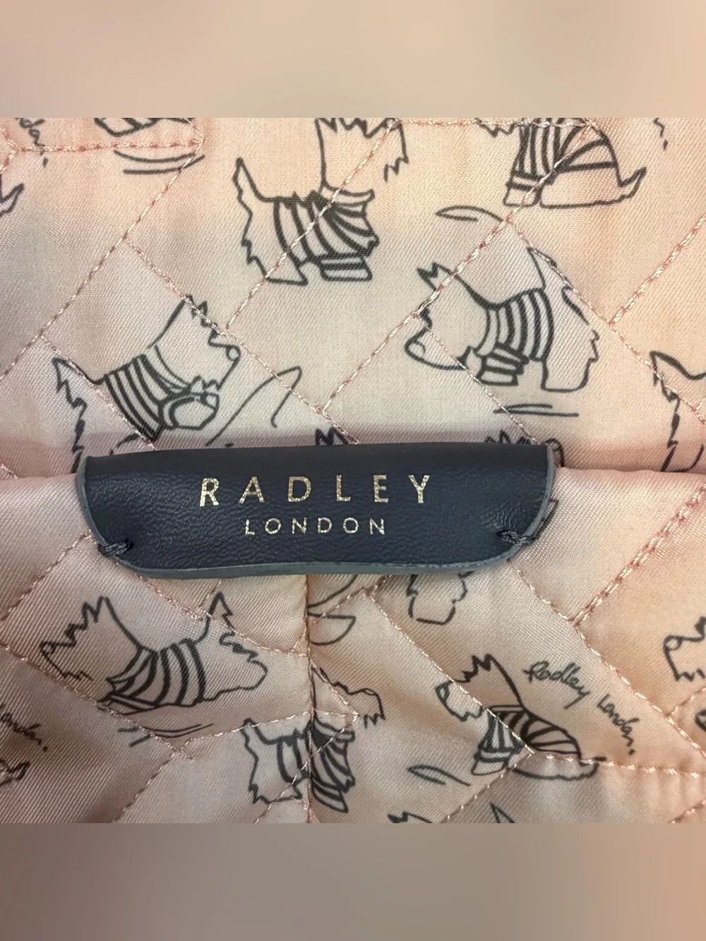 Radley London Designer Purse, Handbag, Pink Signature Dog Quilted Pattern